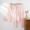 2026 New Spring/Summer Women's Pajama Set 100% Cotton Crepe Loose Cute Girl Long Sleeve Two Piece Home Clothes Sleepwear