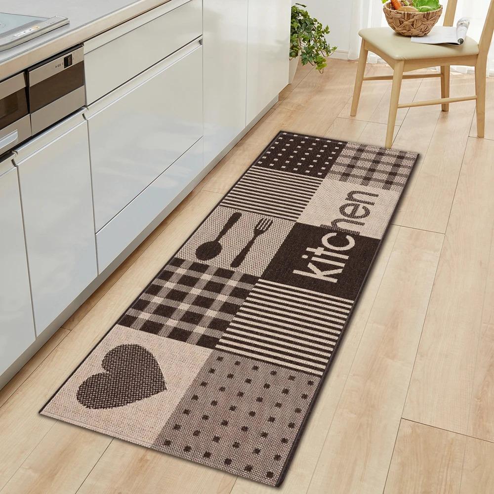 Non Slip Kitchen Runner Rug Tableware Pattern Wear Resistant Floor Mat Home Decor Carpet