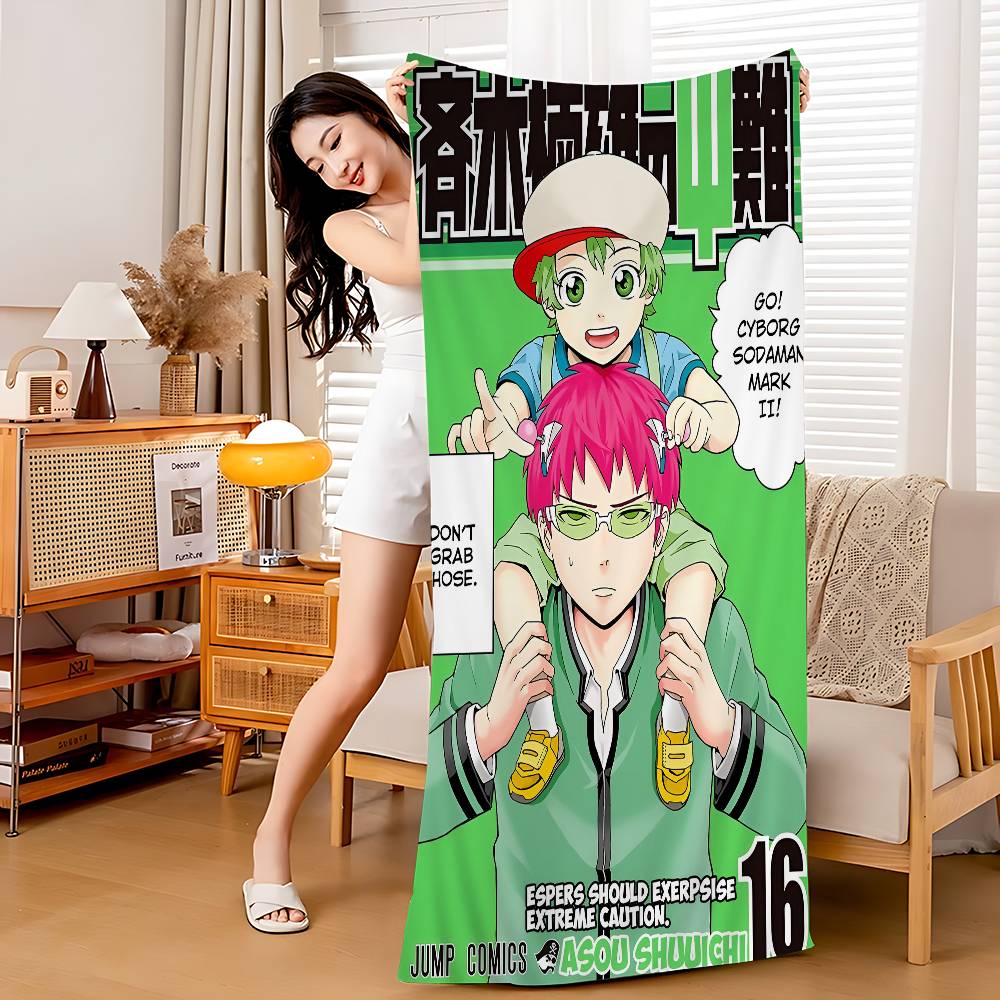 

Saiki K Japanese Anime Big Microfiber Beach Towels Quick Dry Towel Sand Beach Towels Pool Towel for Travel Swim Pool Yoga W30*H60(CM)