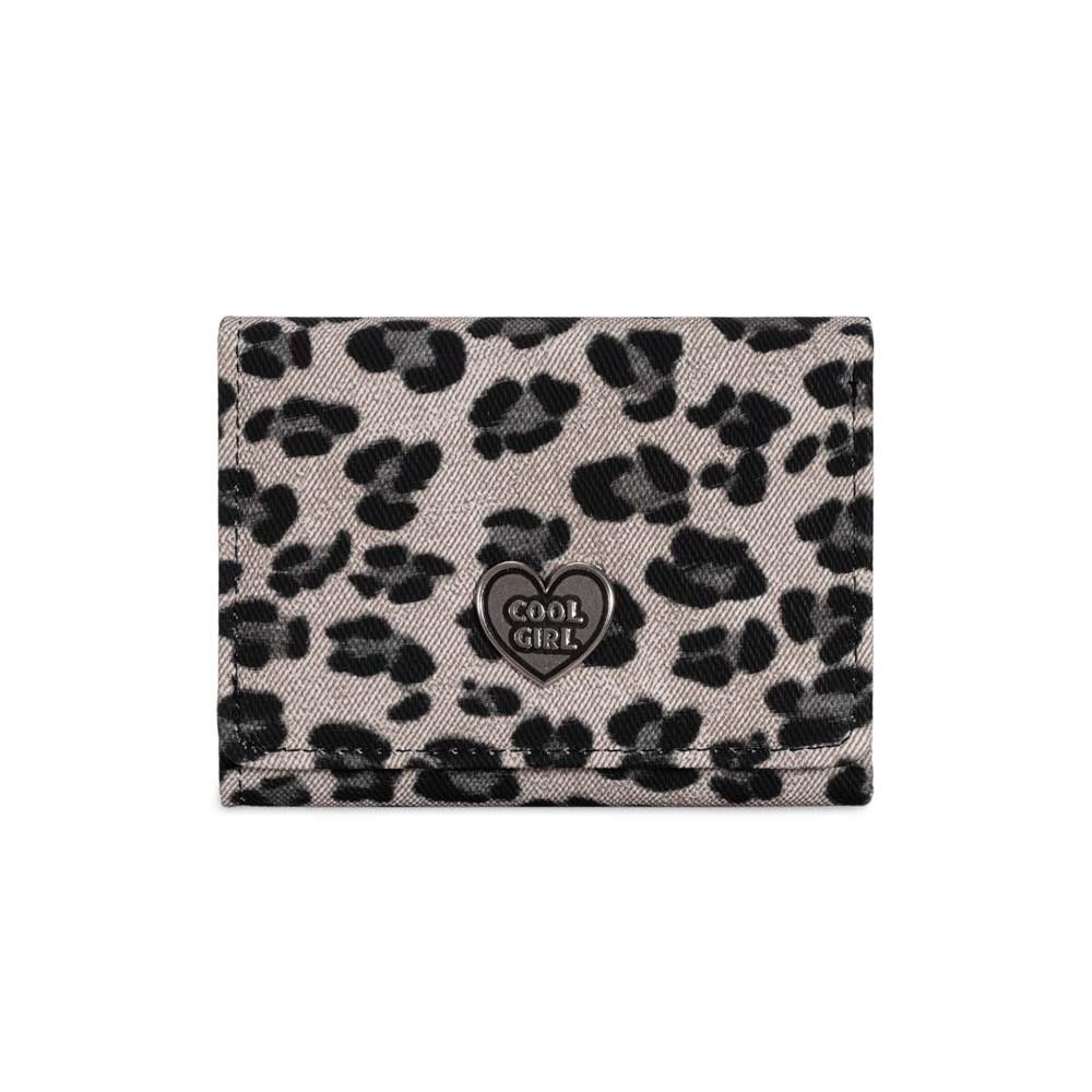 

Anti-splash Water Portable Leopard Print Wallet Texture Mini Short Square Purse Multiple Card Retro PU Card Bag Work сірий