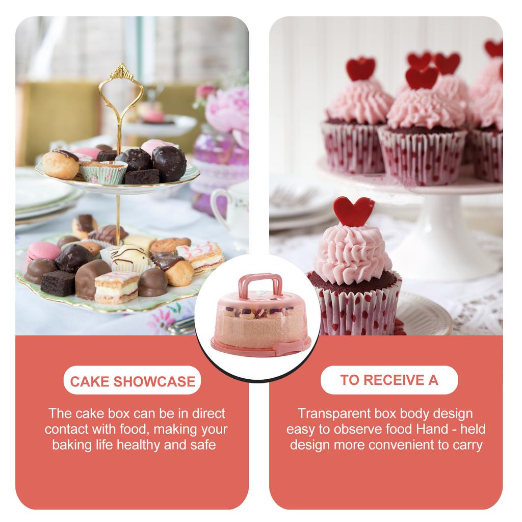 1 Set Handheld Plastic Cake Box Transparent Reusable Baking Storage Case Portable For Birthday Dessert Wrapping Packaging Home
