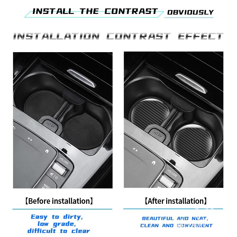 Carbon Fiber Texture Car Anti-Slip Water Cup Pads Auto Coasters Mats For BMW Mini Cooper R50 R53 R55 R56 R60 R61 F54 F55 F56 F60