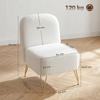 Lounge Chair, Armless, Boucle Fabric, Thick Cushion, Wide Seat, White