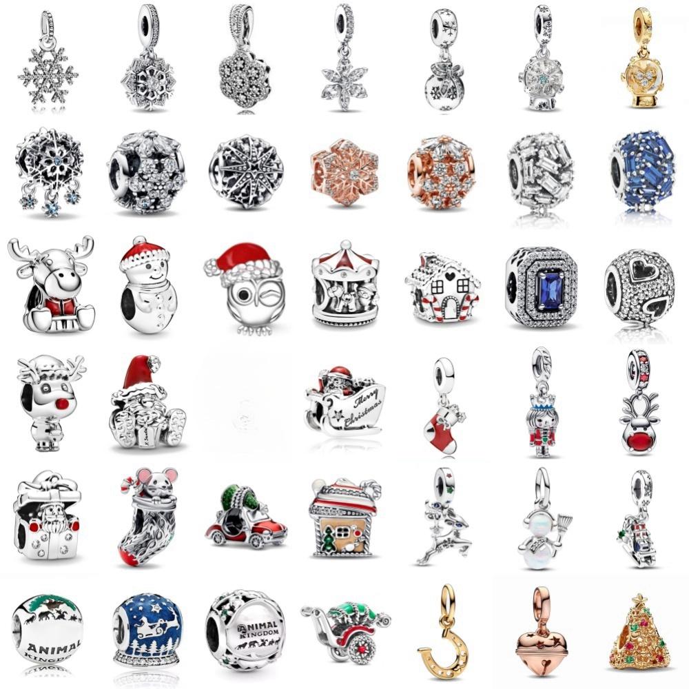 Copper Christmas Tree Socks Hat Santa Claus Elk Snow Winter Bead Charms Suitable European Bracelets Christmas Do It Yourself Jewellery