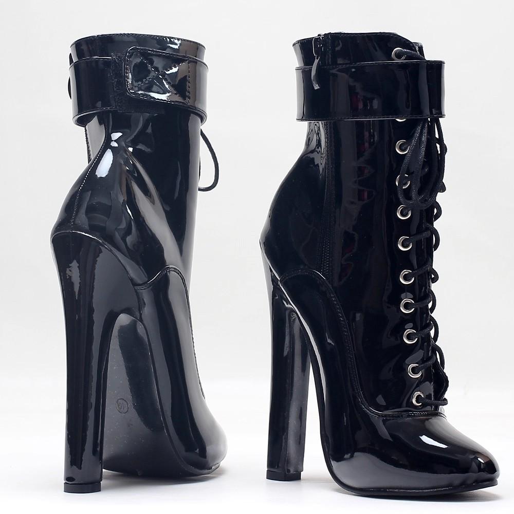 

6-дюймовые высокие каблуки Косплей Травести Винтажные ботильоны Унисекс Размер36-46 46 чёрный