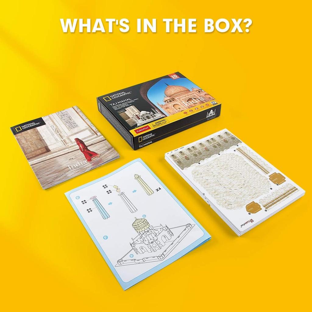 ASSYME Cubic Fan 3D Puzzle Craft Taj No Glue or Tools Required Kit, Mahal, DS0981h,