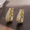Huitan Gold Color/Silver Color Hoop Earrings Female Luxury Bright Zirconia Accessories Delicat Hollow-out Design Party Jewelry