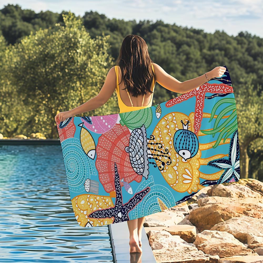 Ocean Design with Palm Leaves & Flowers Towel Quick Drying Beach Towels Are Suitable For Swimming Pools Camping Yoga And The Gym