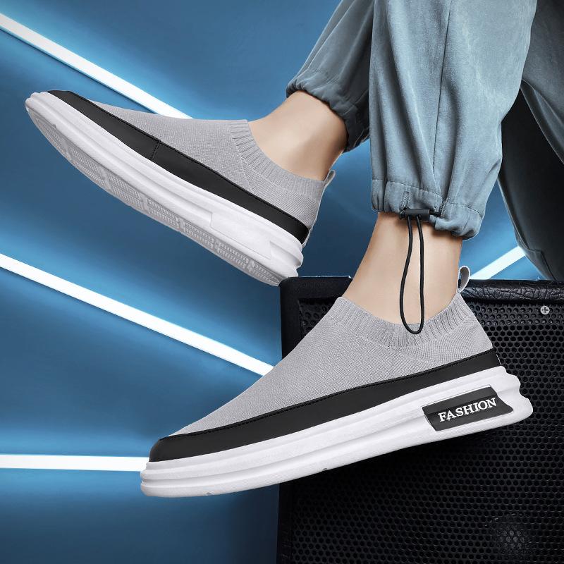 Summer Designer Mens Black Casual Shoes Fashion Slip on Platfrom Sewn Sock Breathable Trending Leisure Zapatos Mixed Color