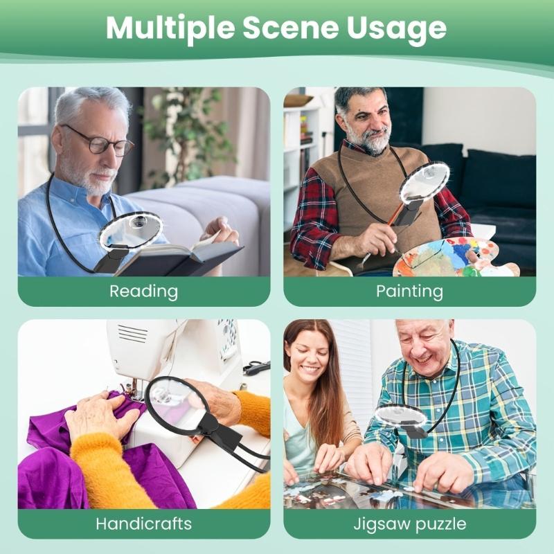 Rechargeable Magnifying Glass with Long 8 Hour Battery 12X Lens LED Lighting Design for Extended Reading and Craft Use