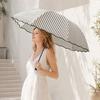 Striped Folding Umbrella with Wavy Edge, Sun Blocking UV Protection Travel Umbrella, Windproof Rainproof Portable Sun Rain Umbrella for Women