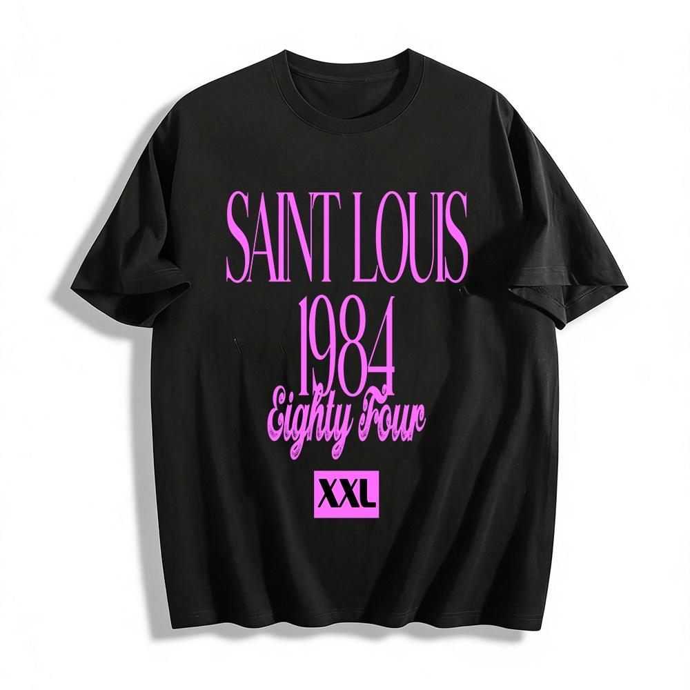 

Винтажная футболка SAINT LOUIS 1984 с графическим принтом, размер XXL, оверсайз, повседневная, из чистого хлопка XXS