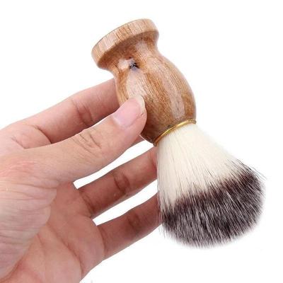 Pinceau à raser Pinceau à barbe en bois Poils en nylon Pinceau à barbe manuel Pinceau à barbe pratique Outils de beauté Maquillage Salon de coiffure