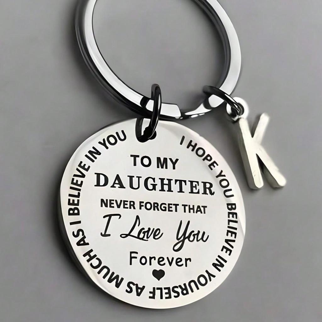 Letter Stainless Steel Keychain Creative Gift To My Son Daughter Stainless Steel Keychain for Mothers Day and Fathers Day Backpack Bag Pendant