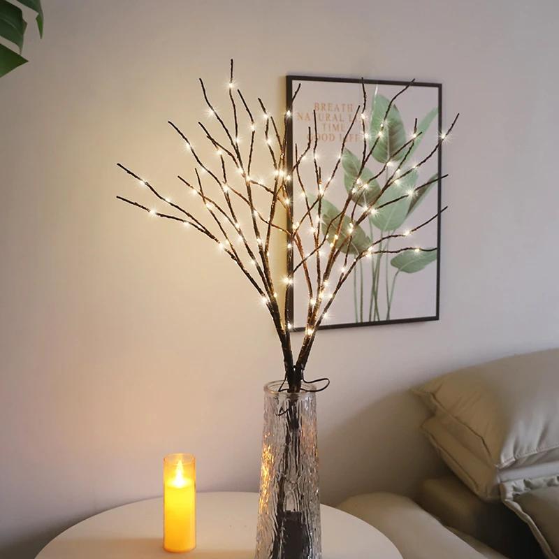 1pc White Branch Lamp Led Bouquet Decoration Lights Tall Vase Filler For Party Diy String Garland Home Decorative Lights