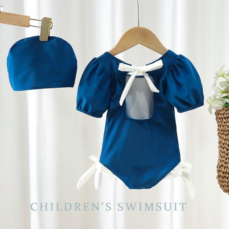 New Girls' Puff Sleeve Princess Swimwear - Cute and Fashionable Infant Swimwear