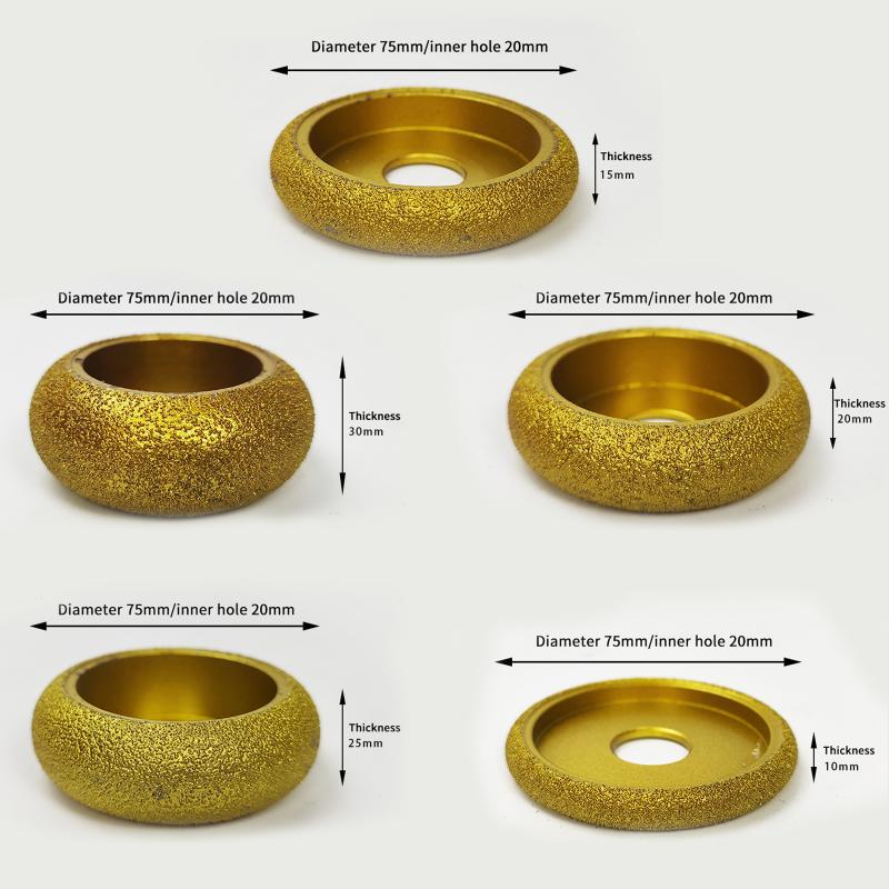 75Mm Stone Edging Wheel Grinding Wheel Roman Slotted Granite Marble Brazed Angle Edge Marble Grinding Edge Profile Grinding Disc