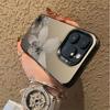 Luxury Black White Floral Pattern Phone Case For iPhone 17 Air 16 15 14 Pro Max 12 13 16 Plus Color Silver Electroplating Cover
