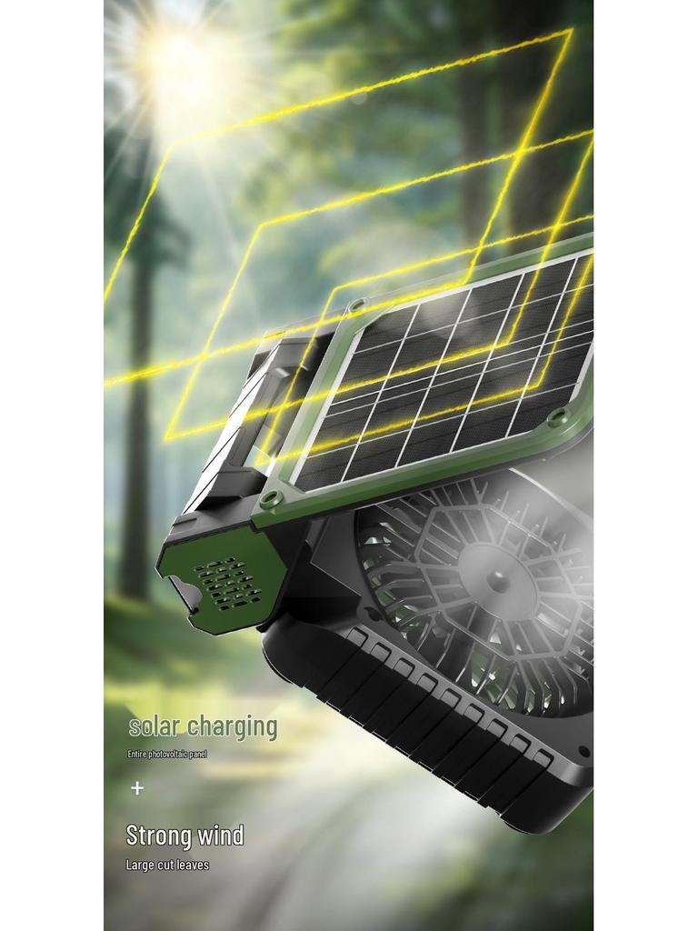 Rechargeable Dual-Use Folding Solar Fan & Light for Camping