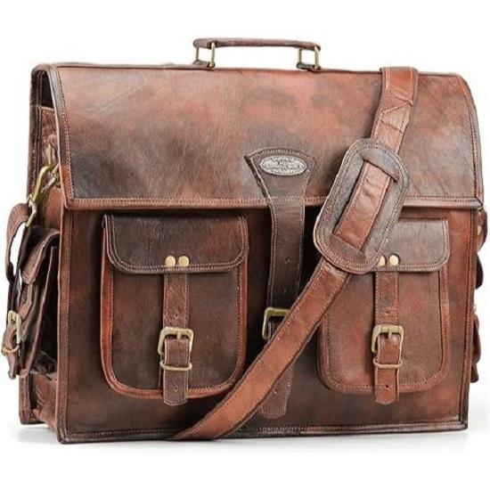 Handmade World Leder-Kuriertaschen für Männer, Frauen, Herren-Aktentasche, beste Computer-Umhängetasche, passend für Laptop