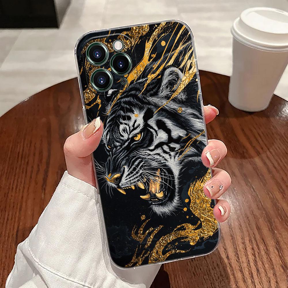 Tiger Animals Transparent Case For Apple iPhone 17 16 15 14 13 12 11 Pro Max 16 Plus 16E 17Air 17Pro Phone Cover Silicone Funda