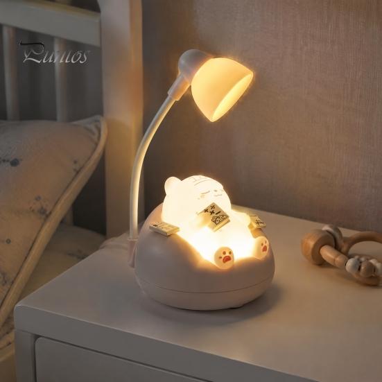 Small Bedside Lamp for Toddlers Sleeping Cat Night Light Kids, Rechargeable LED Nursery Lamp, Soft Eye Protection Adjustable Brightness Touch Bedroom