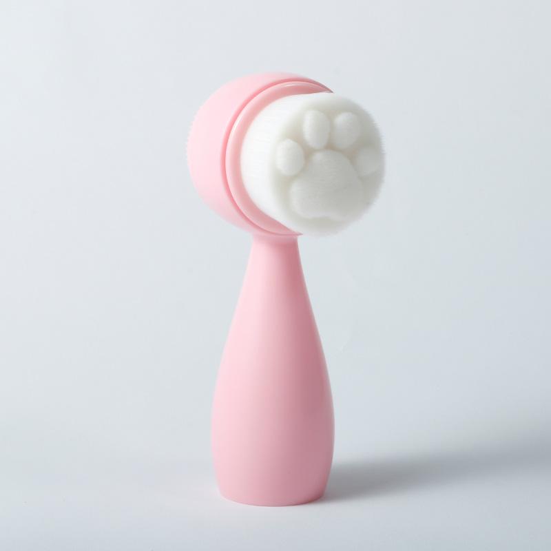 Cute Cat Claw Soft Hair Cleansing Brush Deep Cleansing Face Brush Manual Cleansing Pore Blackhead Cleansing розовый