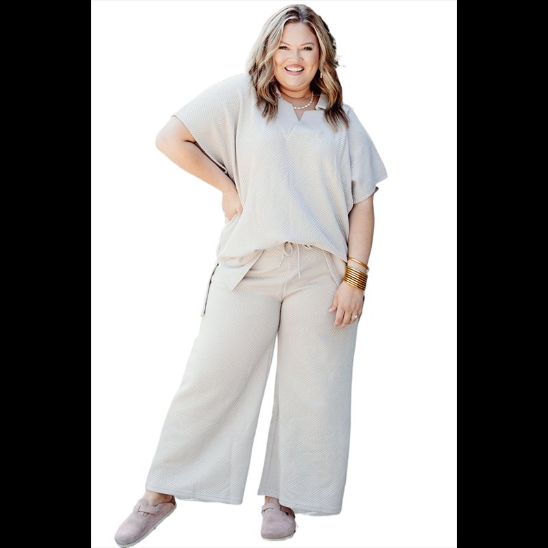 

Летний Новый Однотонный Свободный Большого размера Модный Комплект Женский 2024 Европейский и Американский Однотонный С Коротким Рукавом Топ Брюки Костюм-двойка Apricot color 2 Size XL Fit (75.00 kg-82.50 kg