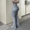 European and American Y2k High-elastic Flared Pants Solid Color Jeans Street Style Pocket Slim Commuter Trousers Women