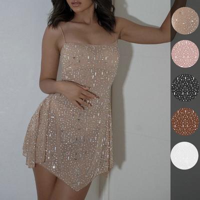 Fashion Slim Fit Party Sexy Dress Women Summer Strapless Sling High Waist Evening Short Dress Women See Through Elegant Irregular Night Dresses 24628