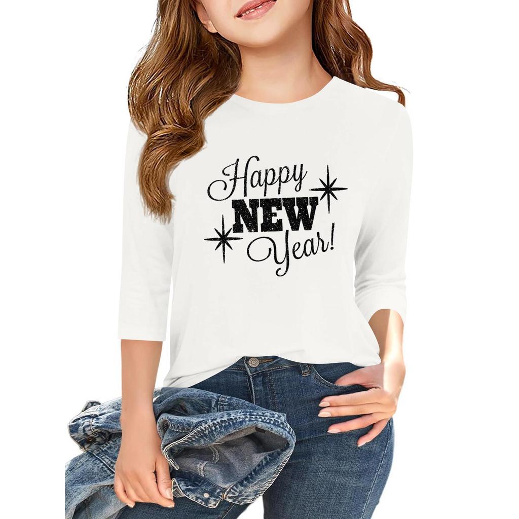 Детская повседневная футболка с круглым вырезом и принтом «День независимости» с рукавом 3/4