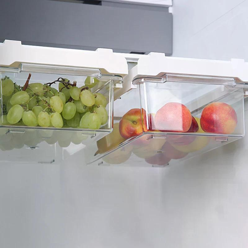 Transparent Kitchen Storage Box Egg Organizer Container for Fruits & Vegetables - Under-shelf Refrigerator Drawer Preservation