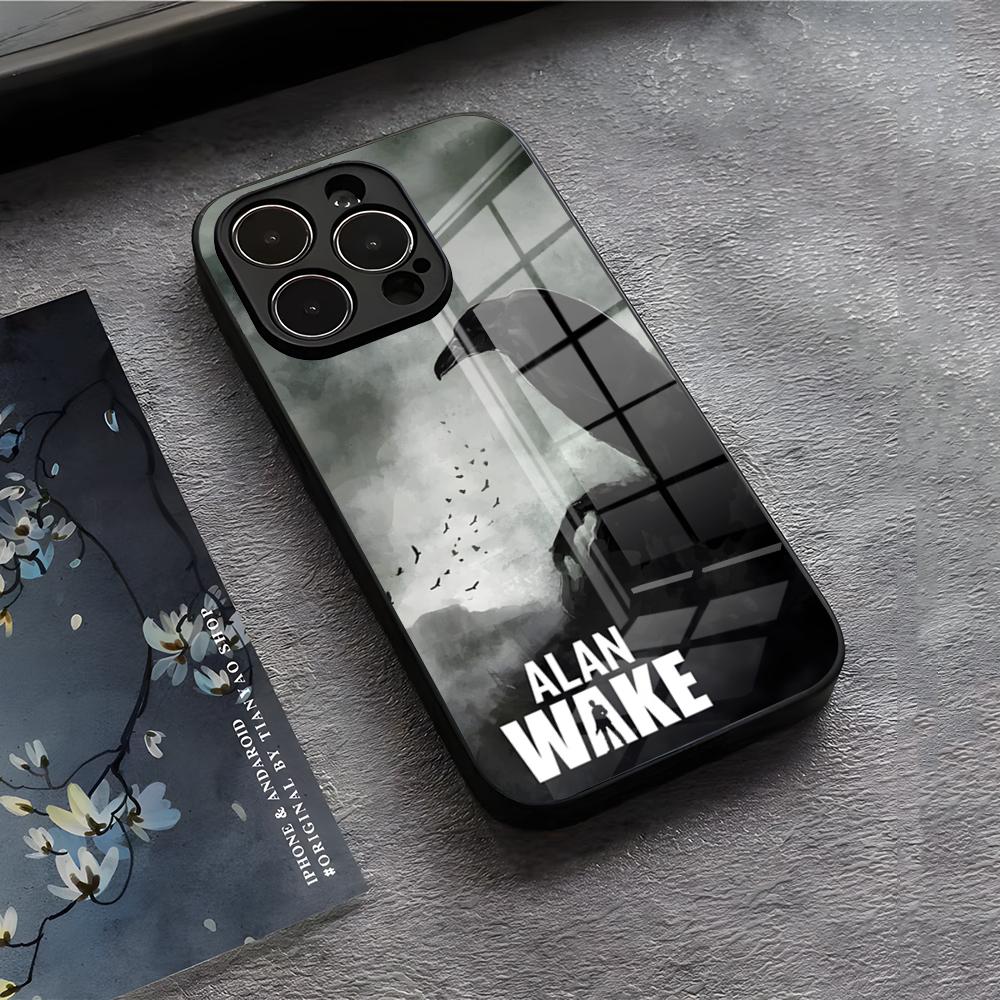 

A-Alan W-Wake 2 Phone Case For IPhone 17 Air 16 E Pro Max 15 14 13 Mini 12 Pro 11 Max Plus Black Glass Cover iPhone 15 Plus