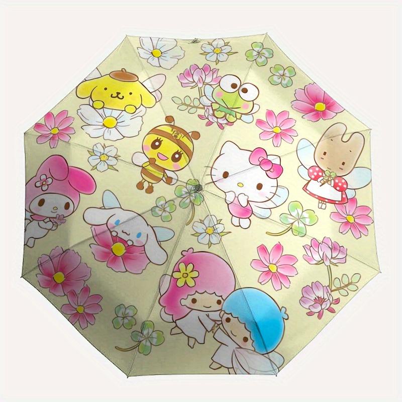1pc Sanrio Characters with Flowers Umbrella with Plastic Handle,Suitable for All Seasons Home Travel Outdoor UmbrellaSanlio313