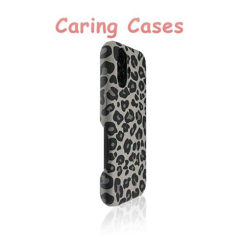 For iPhone 17 Pro Max Case Gray Leopard Print Matte Hard Shell Minimalist Protective Compatible with iPhone 16 15 14 13