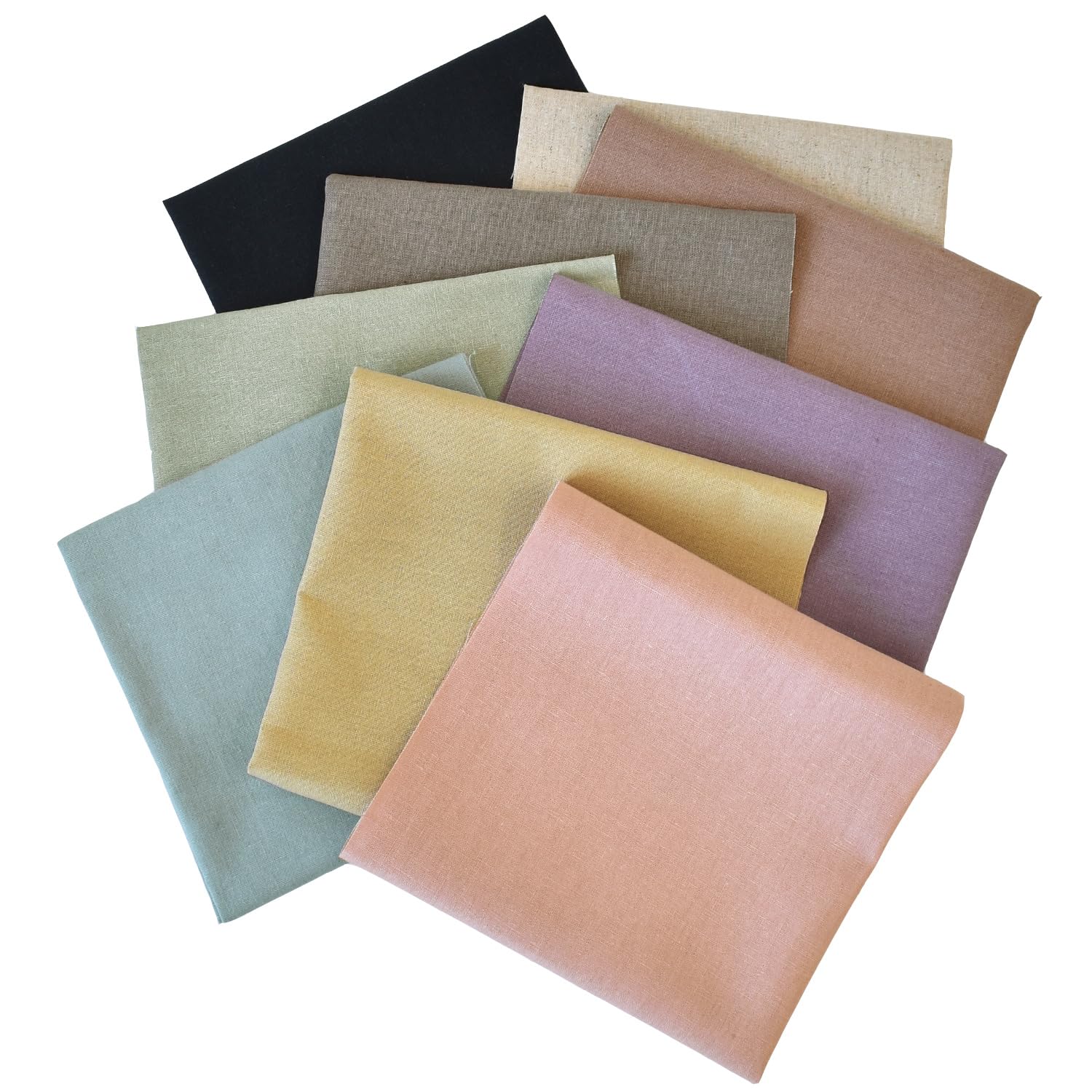 MY mama Half Linen Fabric Set 35×34cm 9 Colors Unbleached Cotton Linen Scrap Smoky
