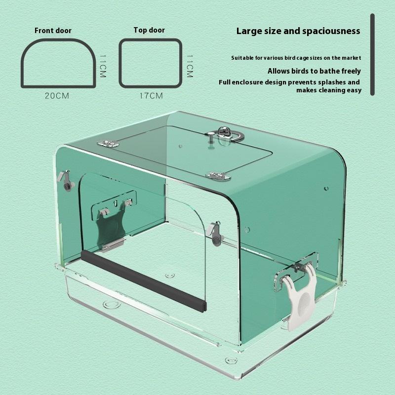 Acrylic Parrot Bathing Box Large Bird Bath for Cockatiel Budgie Small Medium Parakeets Bird Bathing Supplies