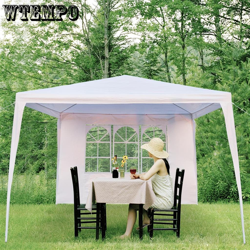10X10FT White Gazebo Canopy Tent with Removable Sidewall, 2pcs Sidewall with Windows, and Carry Bag