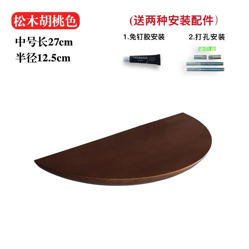 Wooden Semicircle Wall Shelf Background Wall Hanging Projector Display Stand Storage Organization Suspension Home Decoration