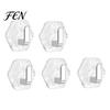 Modern Decor Hooks Acrylic Adhesive Hooks, Hexagonal Wave Shape, No Drilling Easy Home Organization Installation Hook, Style Clear for Bathroom