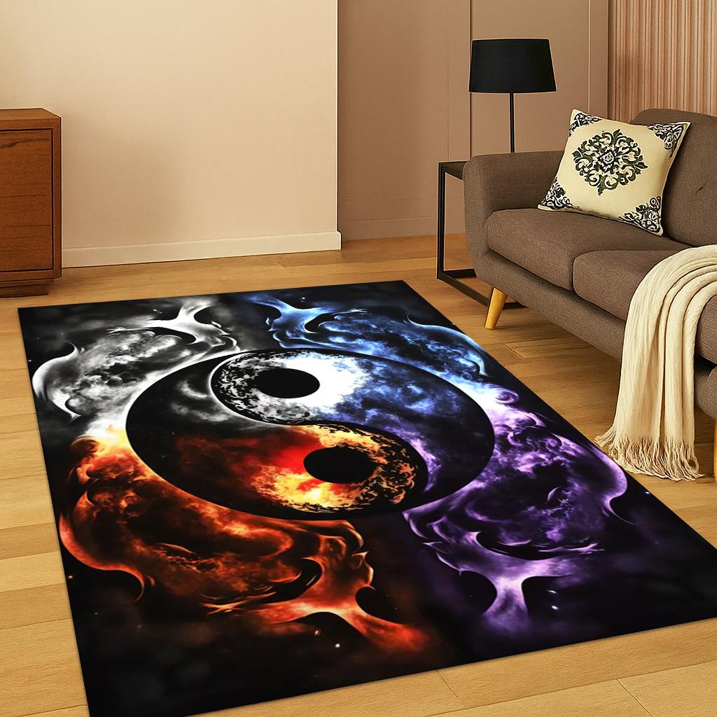 

3D Taiji Yin Yang Wolf Carpet Rug for Living Room Sofa Home Bedroom Doormat Kitchen Decor,Playroom Non-slip Area Rug Floor Mat 40x60cm