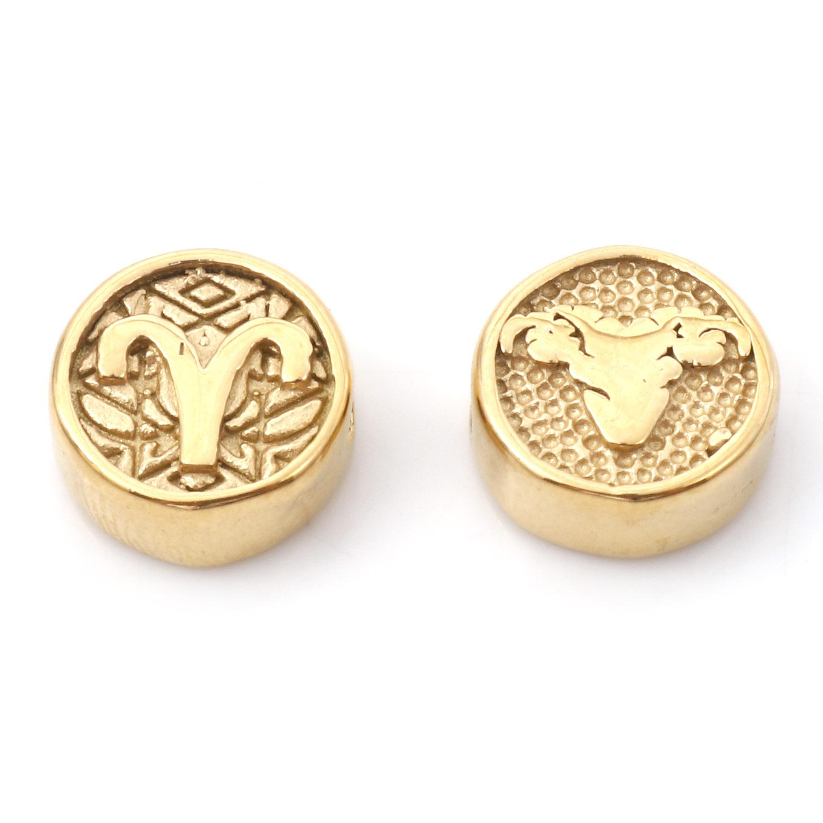 

Stainless Steel Constellation Spacer Beads Flat Round Gold Color For Jewelry Making Findings 10mm Dia., Hole: Approx 1.8mm, 1PC