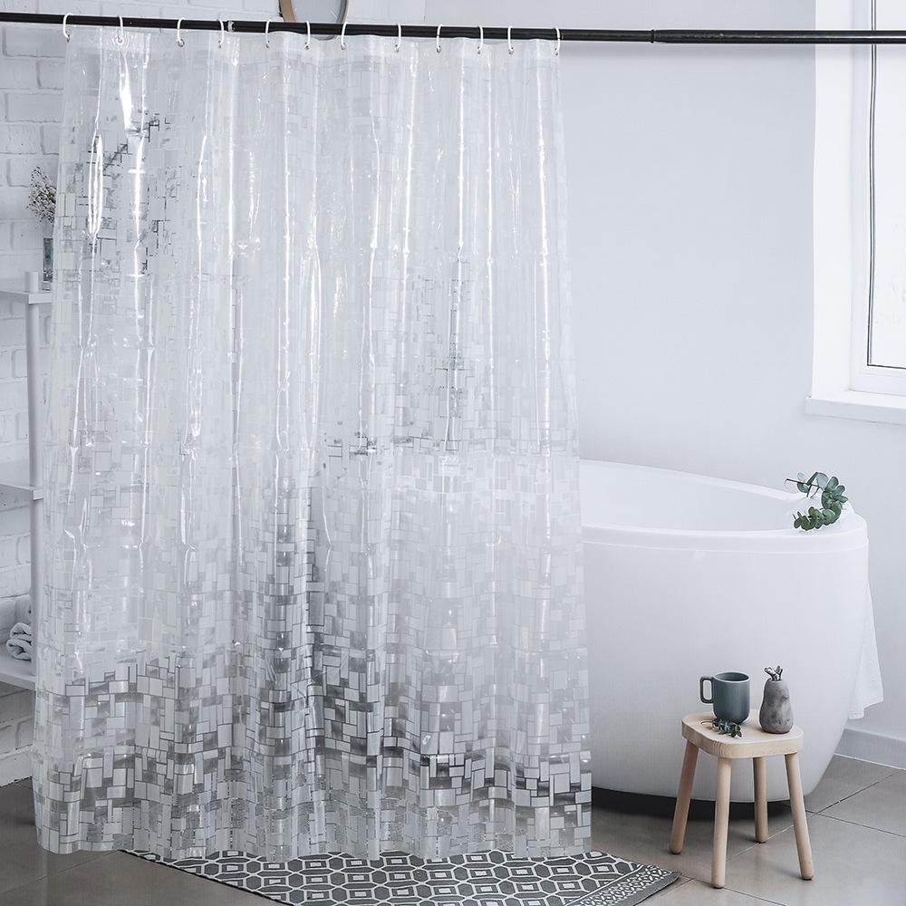 Transparenter PEVA-Duschvorhang mit Anti-Beschlag Wasserwürfel-Design für Badezimmerabtrennungen