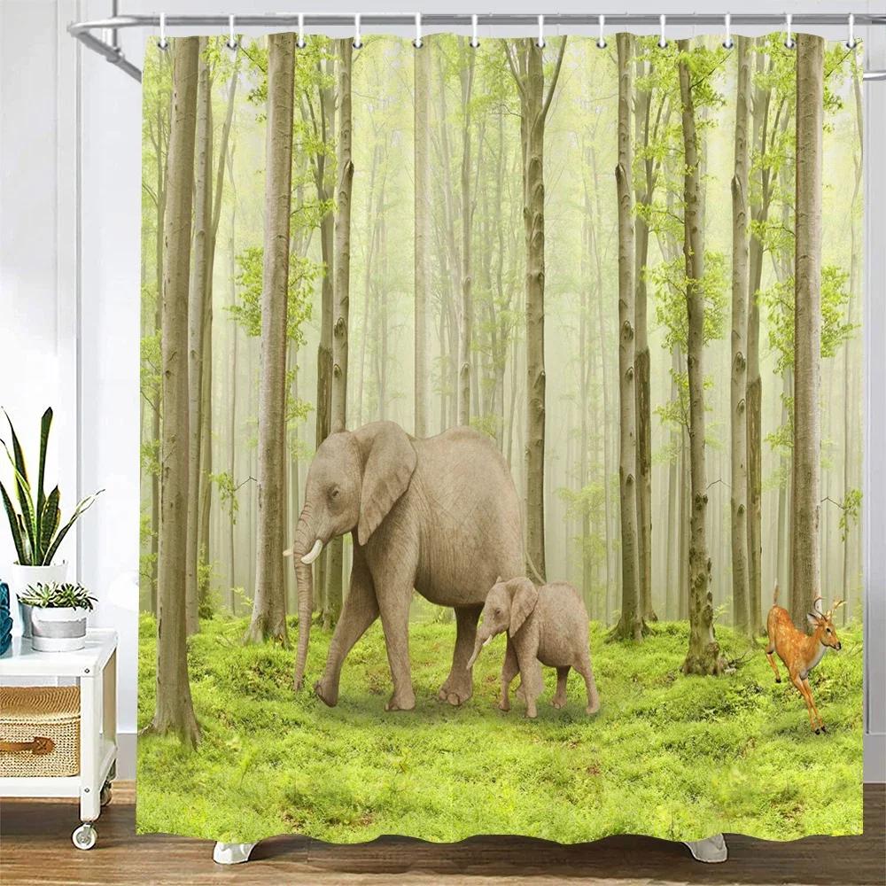Waterproof Polyester Fabric Shower Curtains Forest Tiger Bear Animal Printing Bathroom Curtains for Home Decoration Curtain