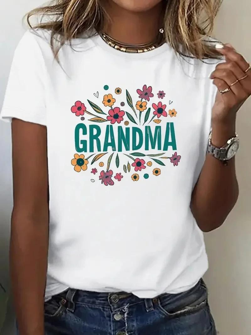 

Funny Grandma Letter Print Crew Neck T-shirt Casual Short Sleeve Women Summer Short Sleeved Harajuku Streetwear Tops Tees XXXL