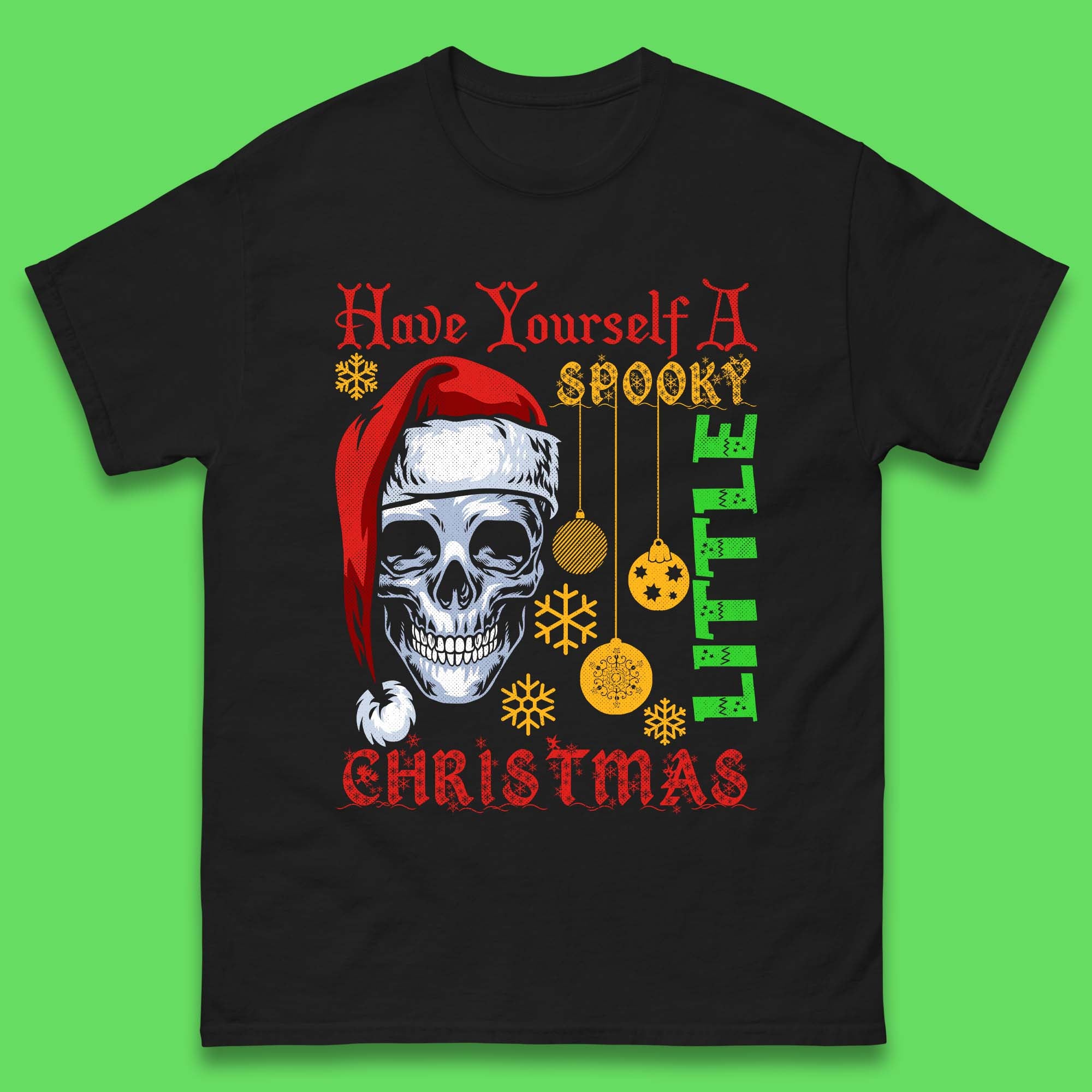 Have Yourself A Spooky Little Christmas T-Shirt Womens Tops Tees Skull Top S
