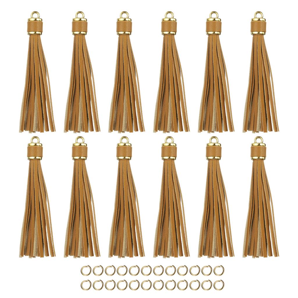 12 Stück Quasten-Schlüsselanhänger-Set PU-Lederquasten-Anhänger Bunte Lederquaste für Schmuckherstellung Handybänder Handtasche DIY-Bastelarbeiten