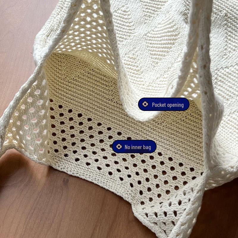 Korean Style Wool Knit Shoulder Bag - Solid Color, Versatile, Literary, and Simple Aesthetic.