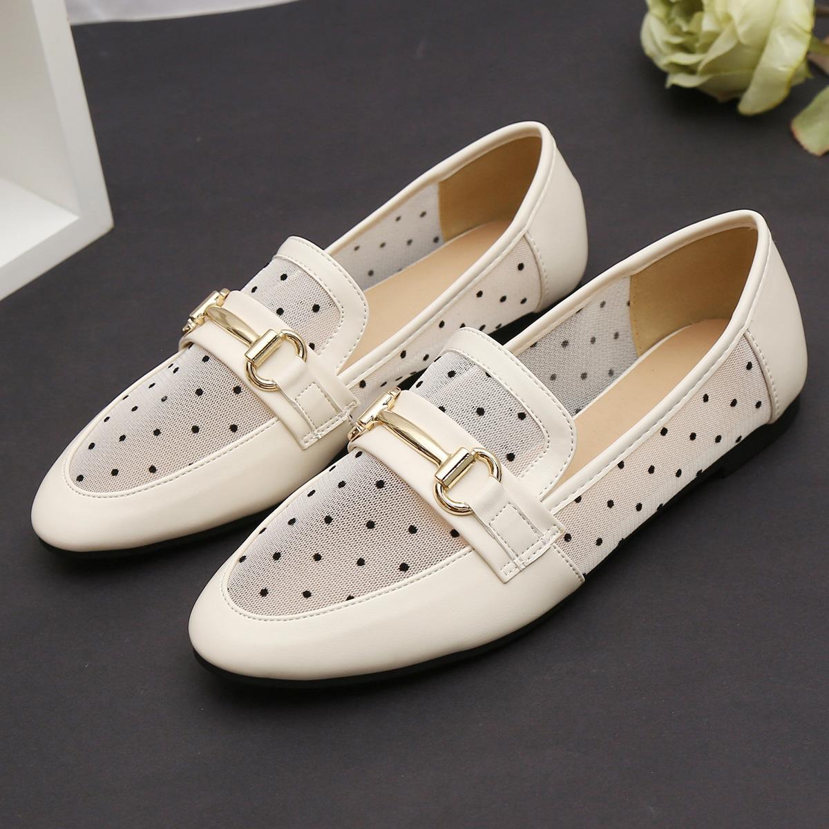 

Мокасины из сетчатой ткани с дышащей подошвой, женские туфли большого размера — весна и лето, новые, подходящие по цвету, плоские полые одинарные туфли Doudou Shoes 45 белый