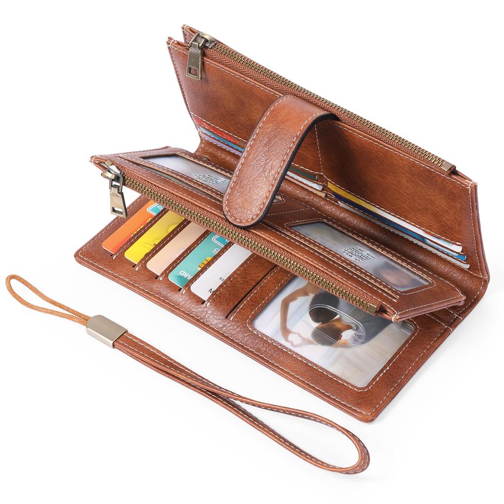 New women's long wallet retro three-fold mobile phone bag